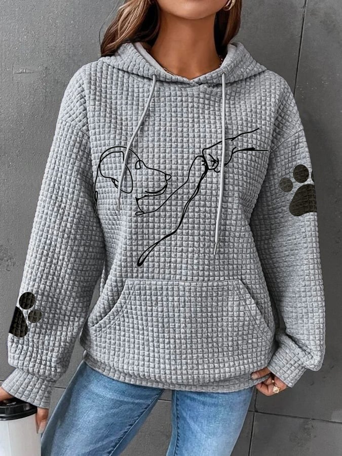 Maja | Damska Teksturowana Graficzna Bluza z Kapturem