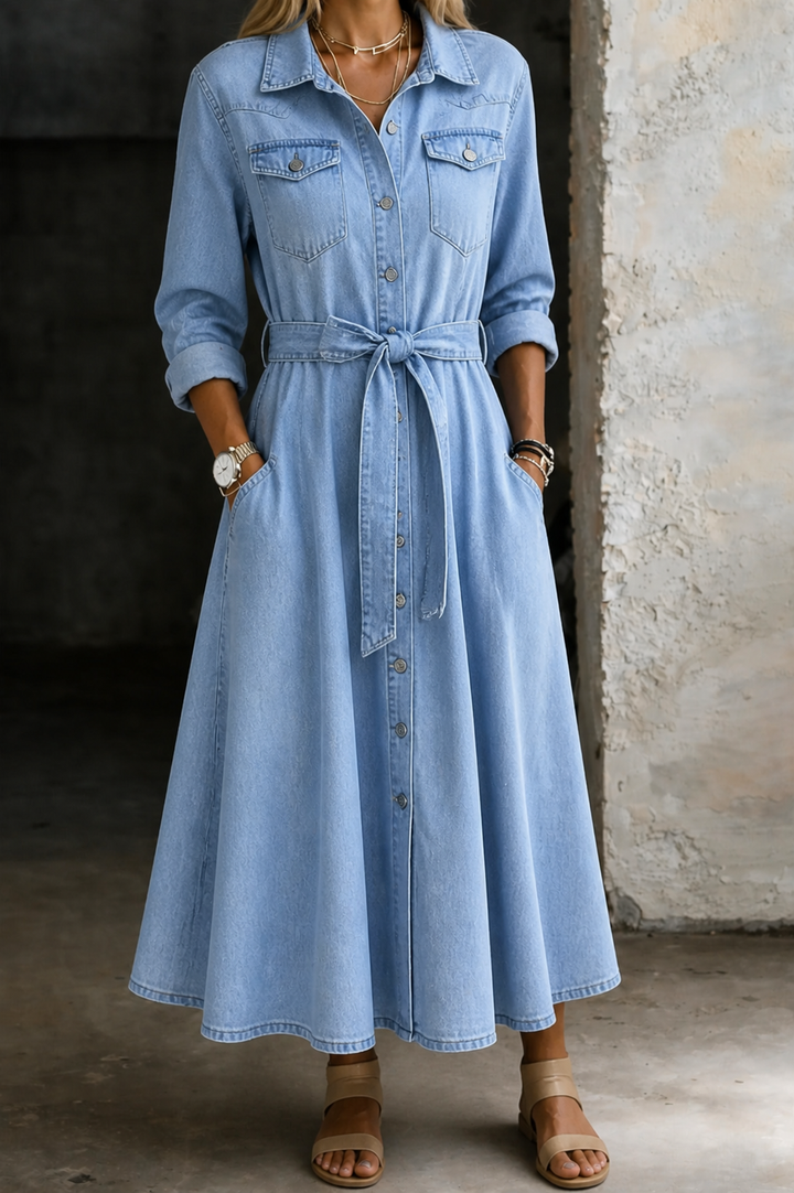 Luna | Vestido vaquero de manga larga