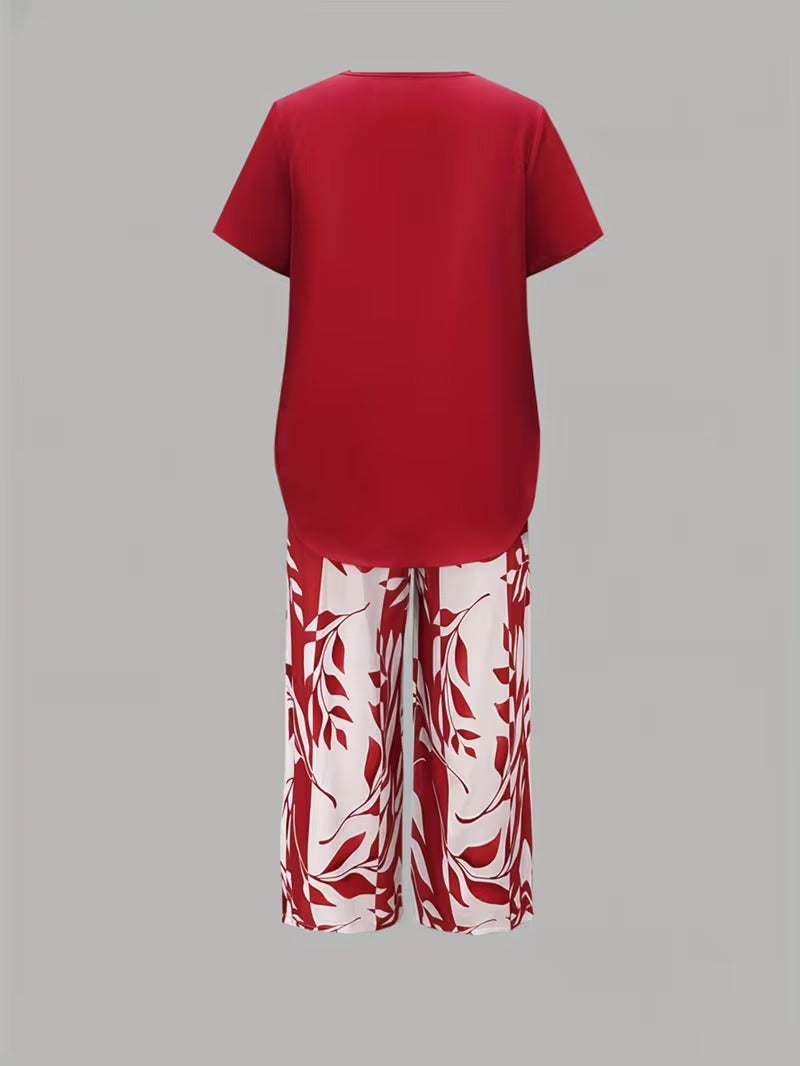 Avy | Conjunto de dos piezas con estampado de hojas